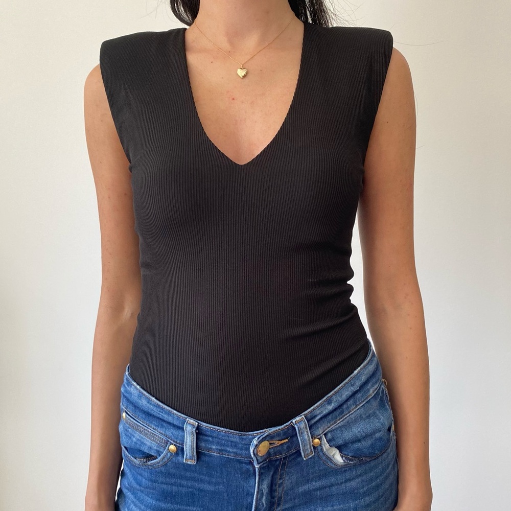Dynamite Black Sleeveless Bodysuit